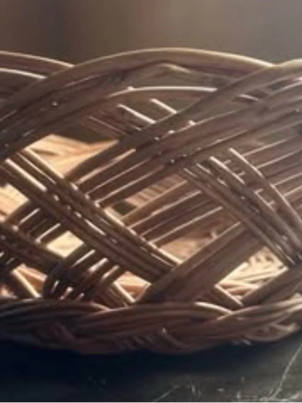 Vintage Polish Woven Rattan Wicker Basket | Small Boho Round Bowl | Handmade